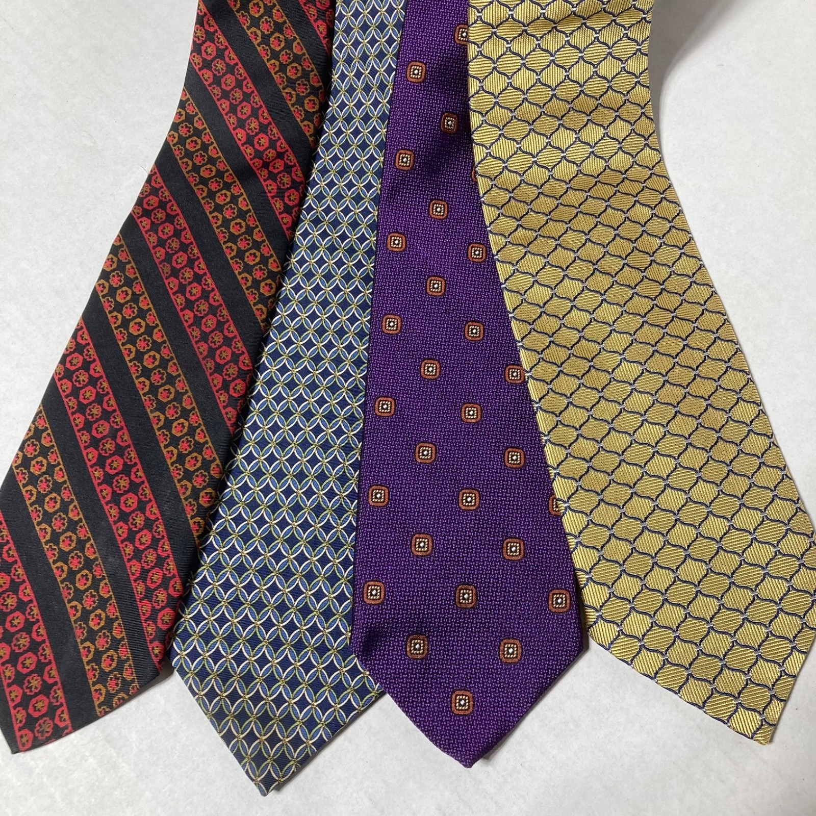 Lot Of 4 Brooks Brother Makers Men's All Silk Neck Ties Made In Usa